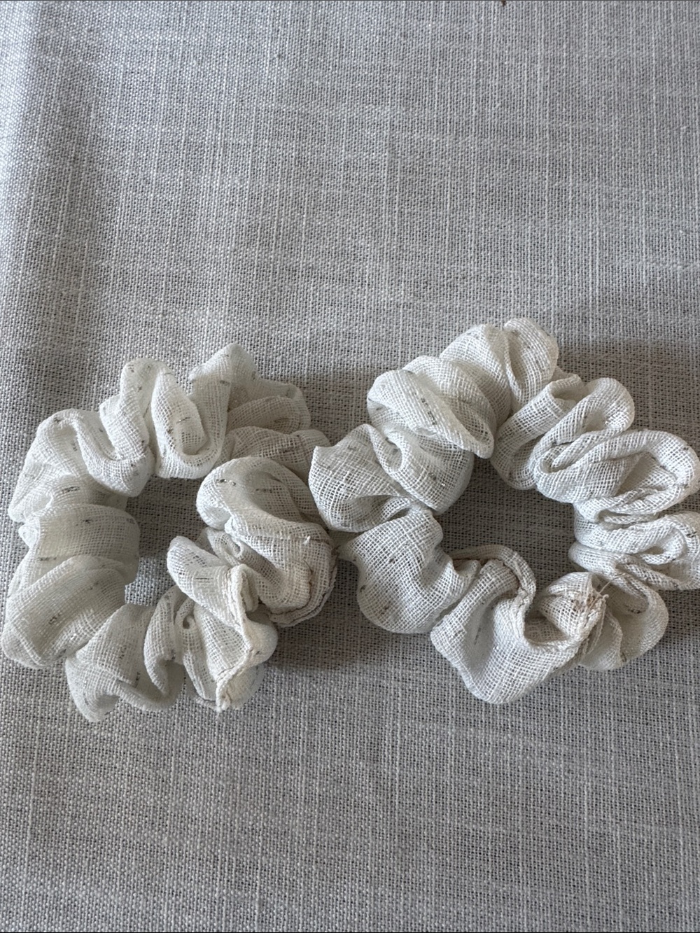 Neutral Linen-Look Hair Scrunchies - Set of 2